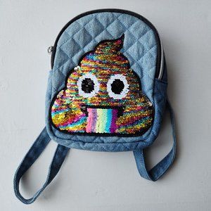Children's Place mini backpack reversible sequin poop design